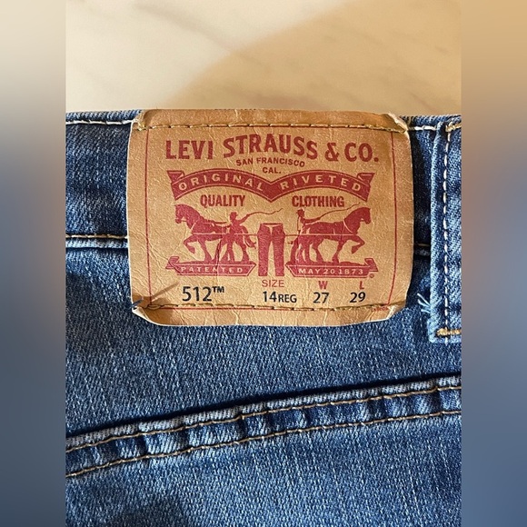 Levi’s 512 Slim Taper Jeans Youth Boys 14 Regular W27 L29 Blue Denim Skinny Fit - Picture 5 of 5